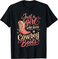 Just a Girl Who Loves Cowboy Boots Cowgirl Western Christmas T-Shirt