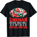 Christmas Football Lineman Funny Brick Wall T-Shirt