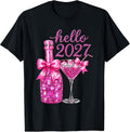 Hello 2027 Pink Party Women Girls Celebration T-Shirt