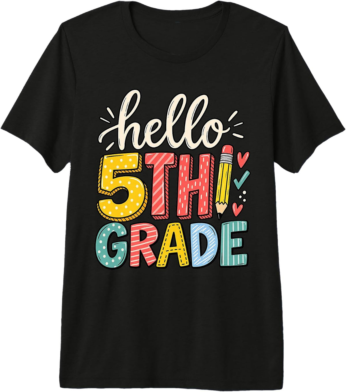 Hello 5th Grade Pencil Student First Day Back to School Premium Tri-Blend T-Shirt