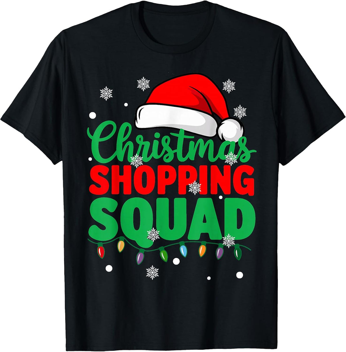 Christmas Shopping Squad Tee Holiday Shopper Group Santa Hat T-Shirt
