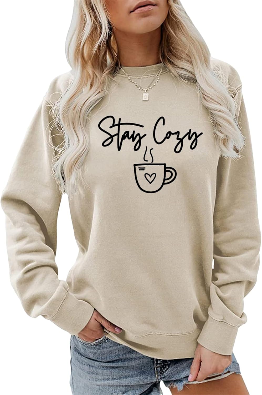 Stay Cozy Sweatshirt Cozy Season Sweater Women Comfy Crewneck Pullover Tops Funny Winter Shirt Gift for Coffee Lover