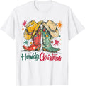 Howdy Christmas Western Cowgirl Boots Retro Country Holiday T-Shirt