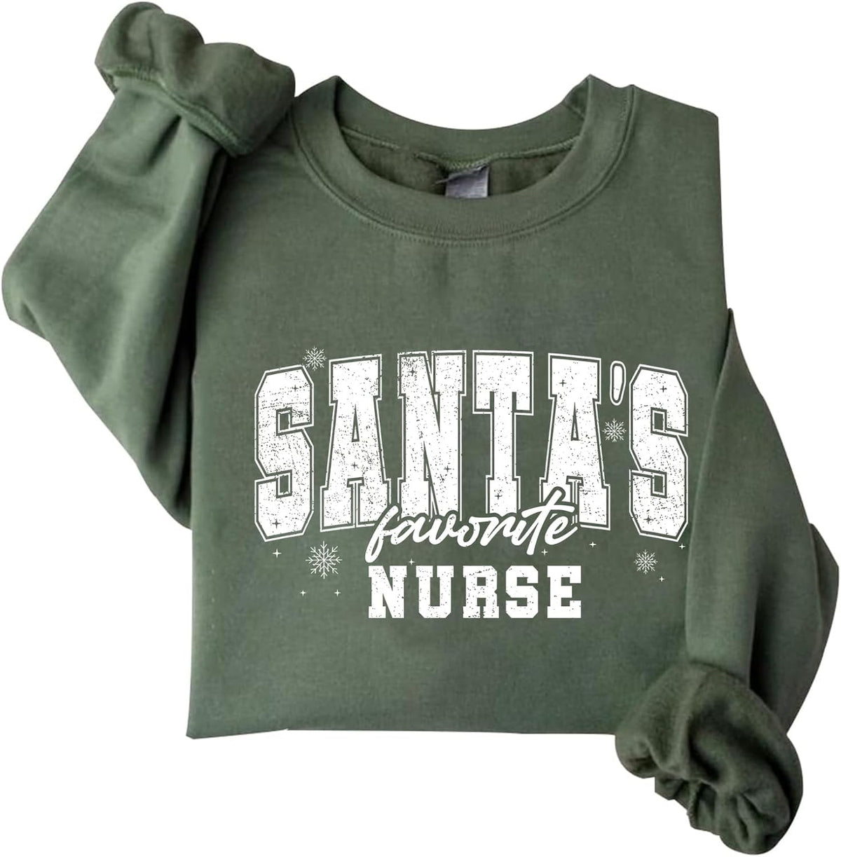 Santa's Favorite Nurse Christmas Sweatshirt Funny Holiday RN Festive Snowflake Nursing Sweatshirt Gift