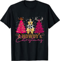 Howdy Christmas Western Cow Print Tree Leopard Cowgirl Xmas T-Shirt
