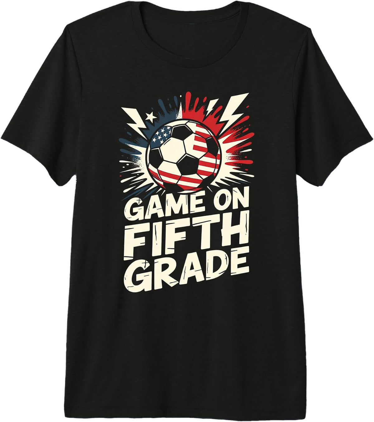 Patriotic Game ON Fifth Grade Soccer Ready Teacher Happy Premium Tri-Blend T-Shirt