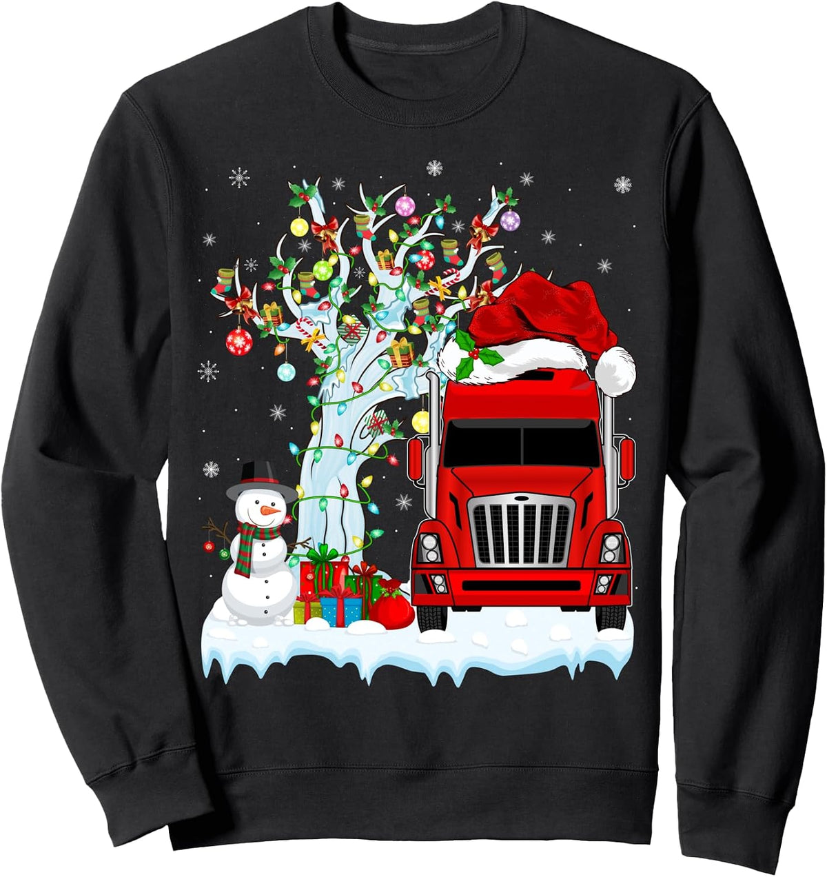 Xmas Tree Decoration Lighting Red Truck Christmas Sweatshirt