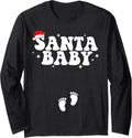 Santa Baby Christmas Pregnancy Announcement Pregnant Holiday Long Sleeve T-Shirt