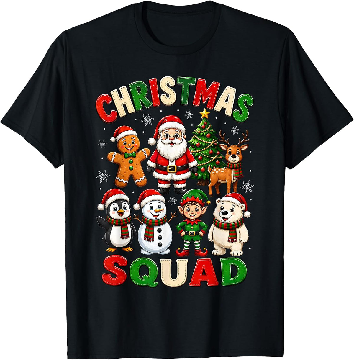 Cute Christmas Squad Festive Characters T-Shirt