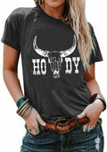 Howdy Shirt Women Cow Print Shirt Western Country T Shirts Vintage Cowgirl Casual Short Sleeve Tee Tops