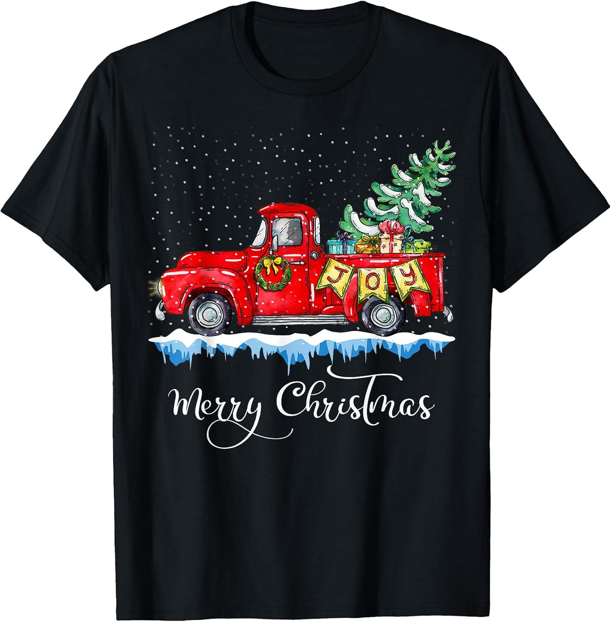 Vintage Merry Christmas Red Truck Old Fashioned Christmas T-Shirt