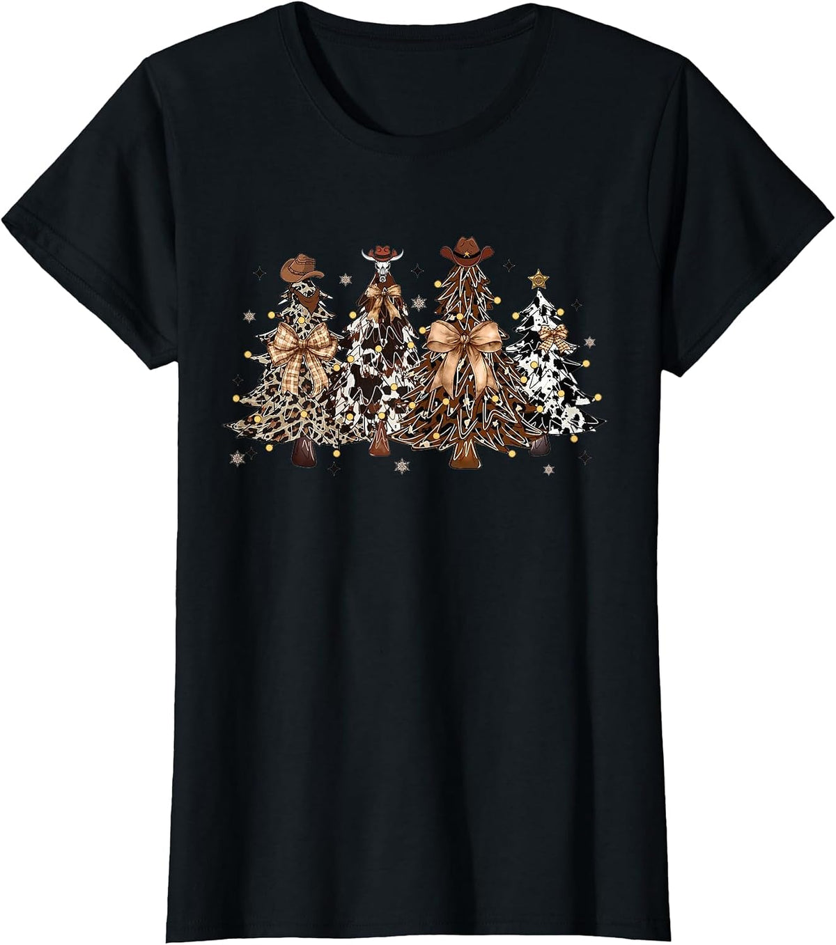 Christmas Tree Western Retro Cowboy Coquette Design Cowgirl T-Shirt