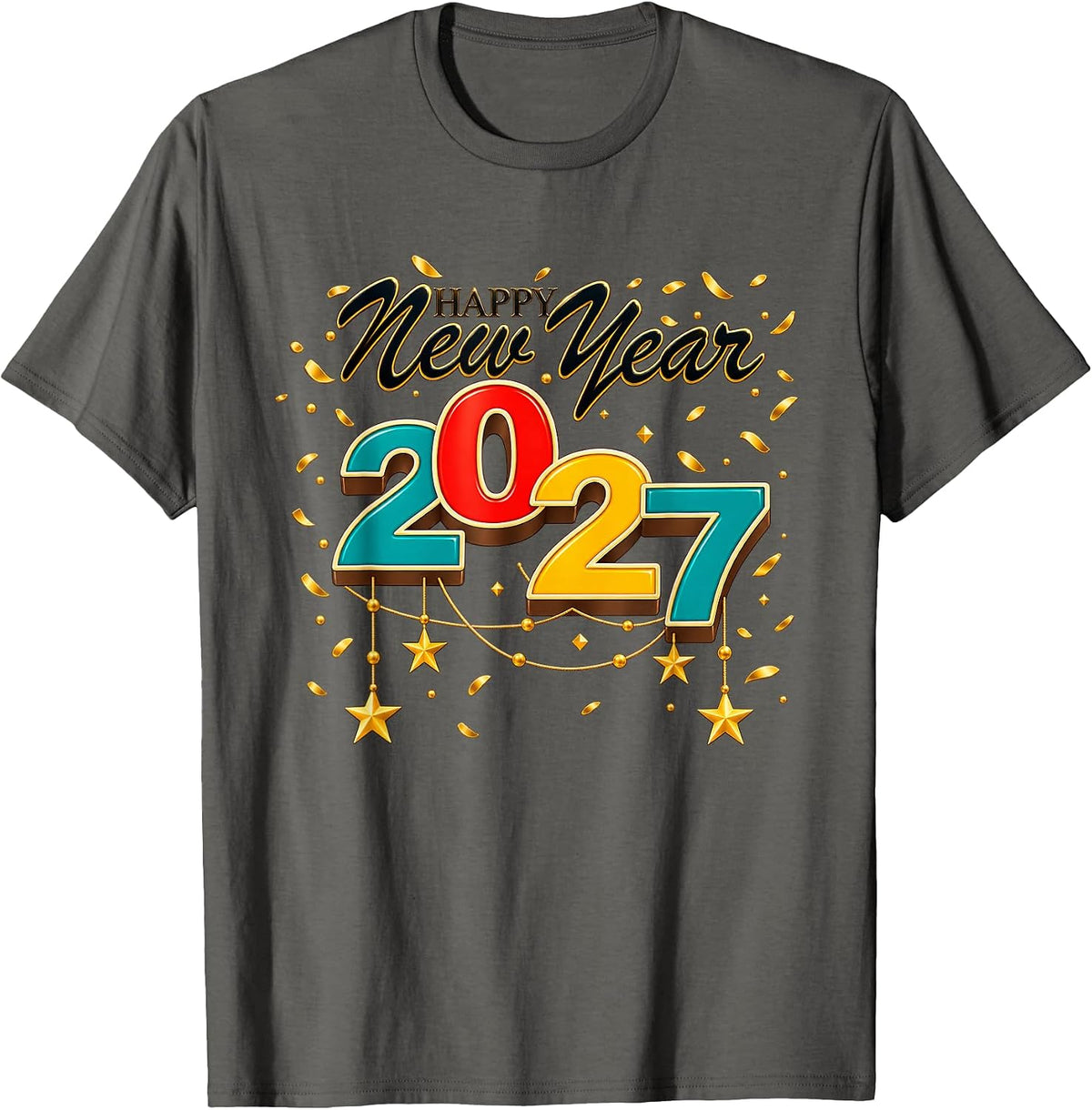 Happy New Year and Fireworks, New Year 2027 Eve Party T-Shirt