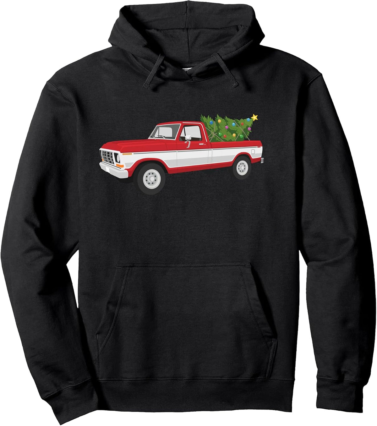 Old 1970's Farm Truck Loaded with Christmas Tree Pullover Hoodie