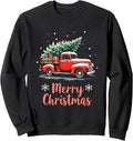 Festive Merry Christmas Tree Red Truck Sweatshirt