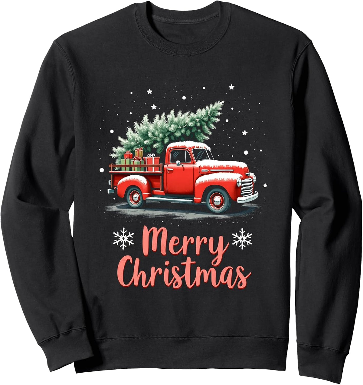 Festive Merry Christmas Tree Red Truck Sweatshirt