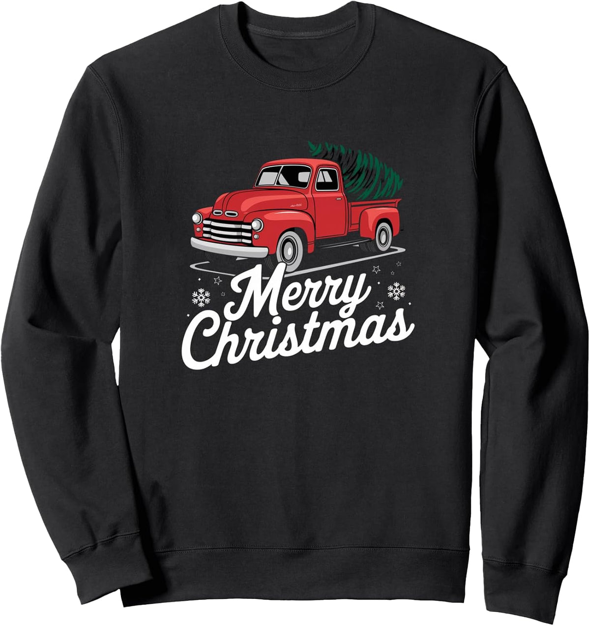 Merry Christmas Red Truck Festive Holiday Tree Sweatshirt