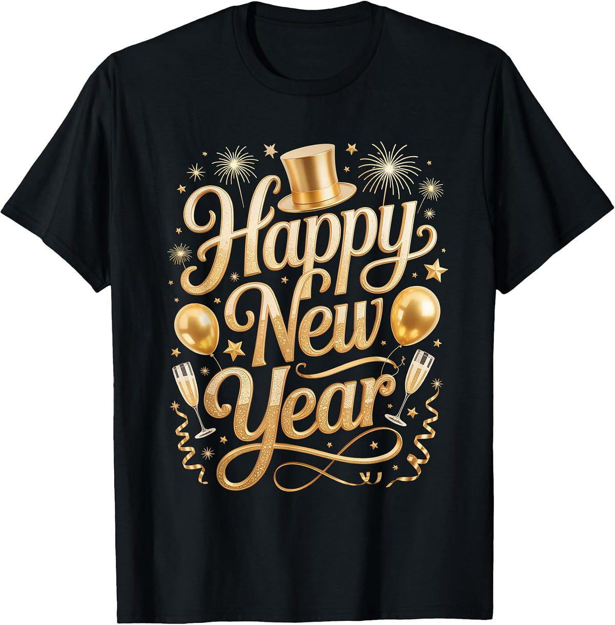 Happy New Year 2027 Party Ballons, Fireworks and Confetti T-Shirt