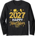 Happy New Year Party 2027 Ballon Family Matching Men Women Long Sleeve T-Shirt