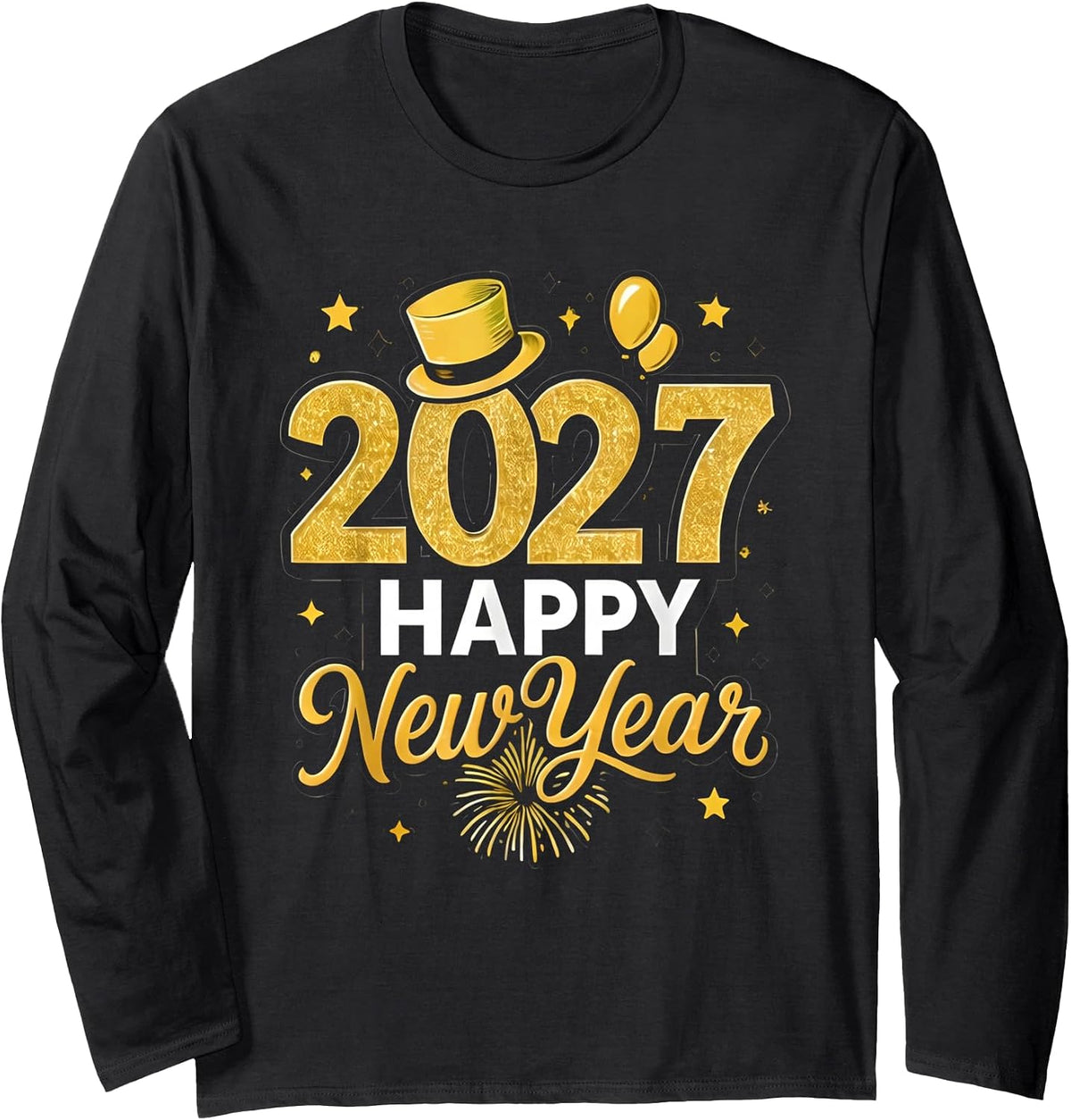 Happy New Year Party 2027 Ballon Family Matching Men Women Long Sleeve T-Shirt