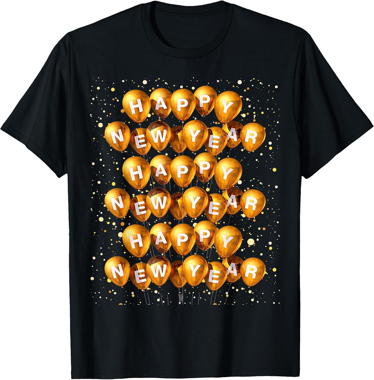 Gold New Year Balloon Bunch Graphic Happy New Year 2027 T-Shirt