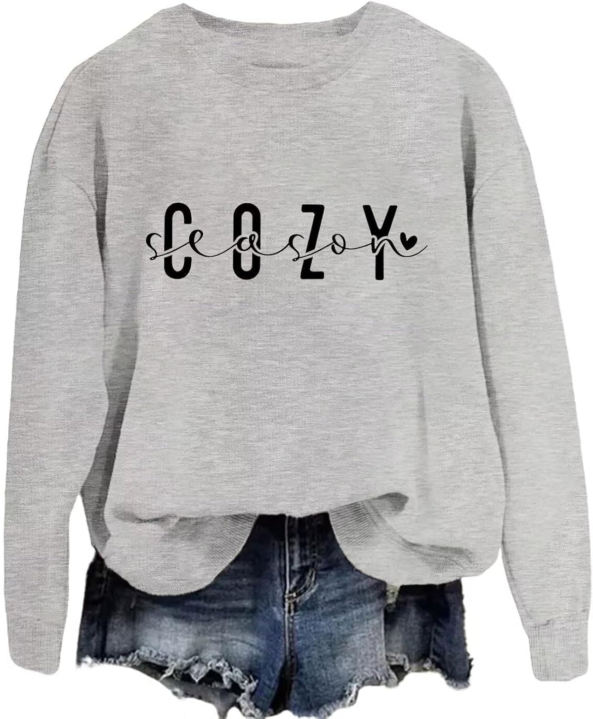 Cozy Season Sweatshirt Women Long Sleeve Crewneck Graphic Sweatshirt Casual Funny Letter Printed Fall Pullover Top