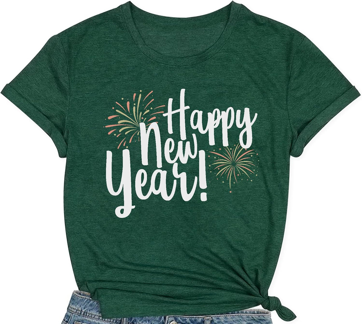 Happy New Year Shirt for Women Countdown Fireworks Holiday Party Top