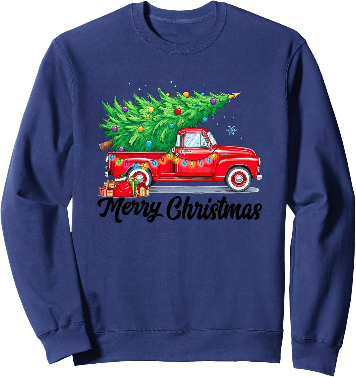 Merry Christmas Red Truck Tree Sweatshirt