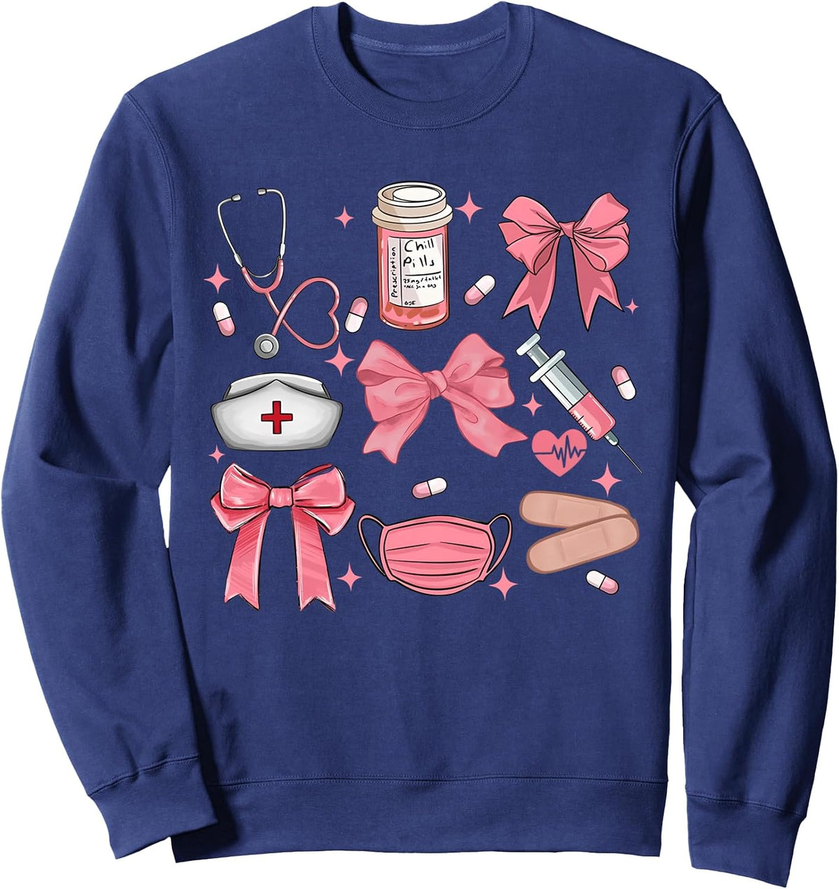 Retro Nurse Coquette Pink Bow Girly Nursing Student Women Sweatshirt