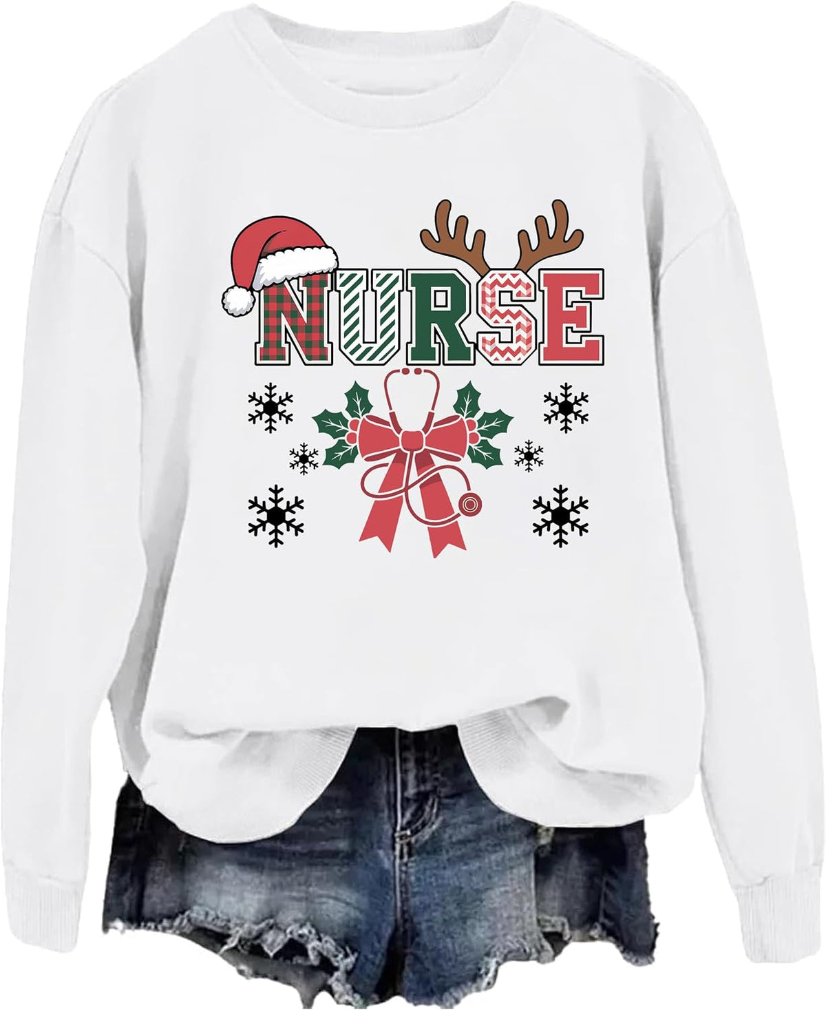 Nurse Christmas Sweatshirts for Women Men Funny Christmas Nurse Sweatshirt Festive Hoodie Cute Holiday Shirt