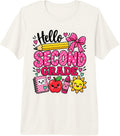 Hello Second Grade Pink Bow Pencil Back to School Girls Premium Tri-Blend T-Shirt