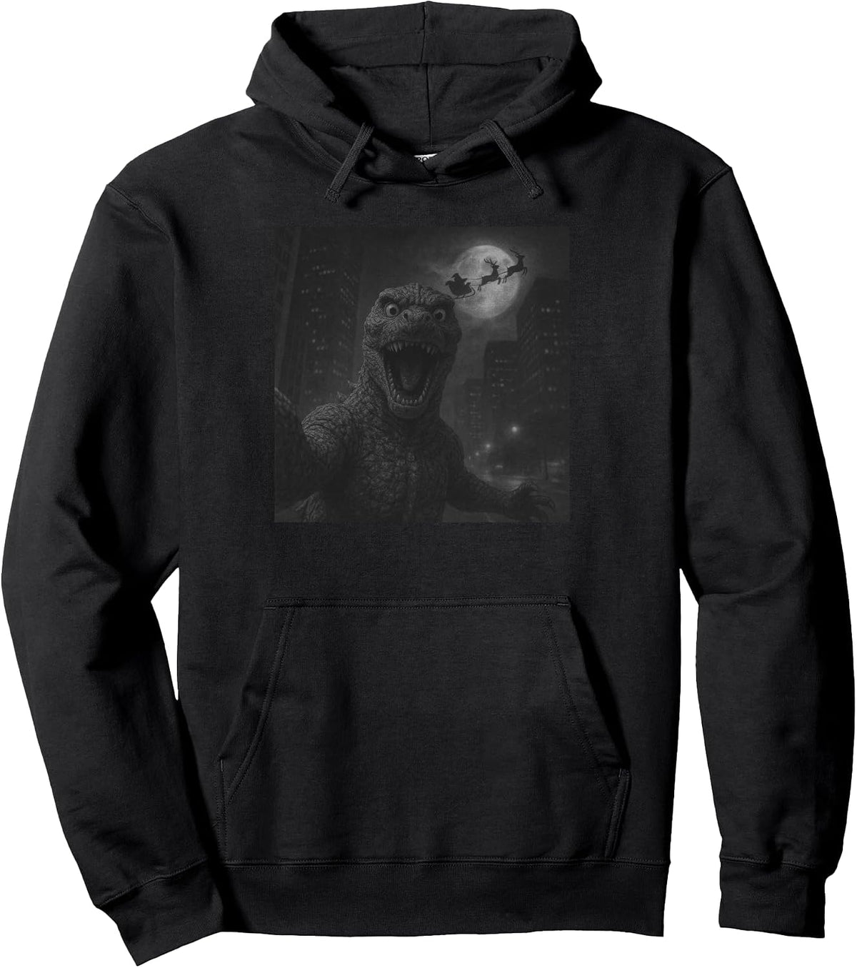 Funny Japanese Kaiju Selfie Santa Christmas Men Boys Kids Pullover Hoodie