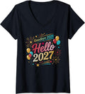 Women's Goodbye 2026 Hello 2027 New Years Eve Party V-Neck T-Shirt