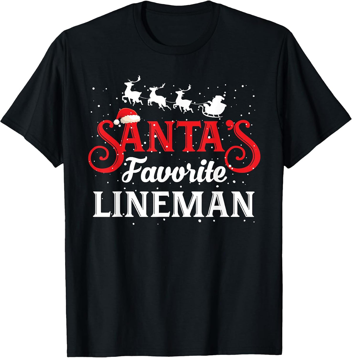 Santa's Favorite Lineman Christmas Party T-Shirt