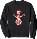Peppermint Candy Snowman Santa Hat Holiday Graphic Art Sweatshirt