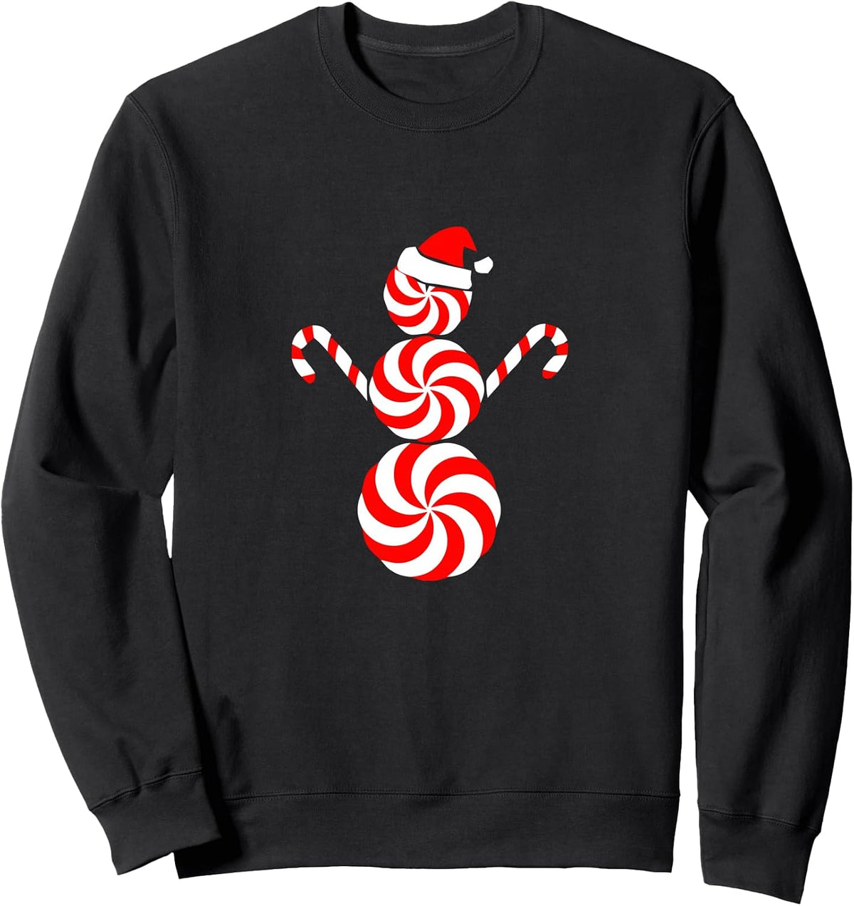 Peppermint Candy Snowman Santa Hat Holiday Graphic Art Sweatshirt