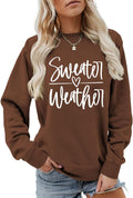 Sweater Weather Sweatshirt Graphic Pullover Cozy Season Tops Crewneck Long Sleeve Shirts for Women