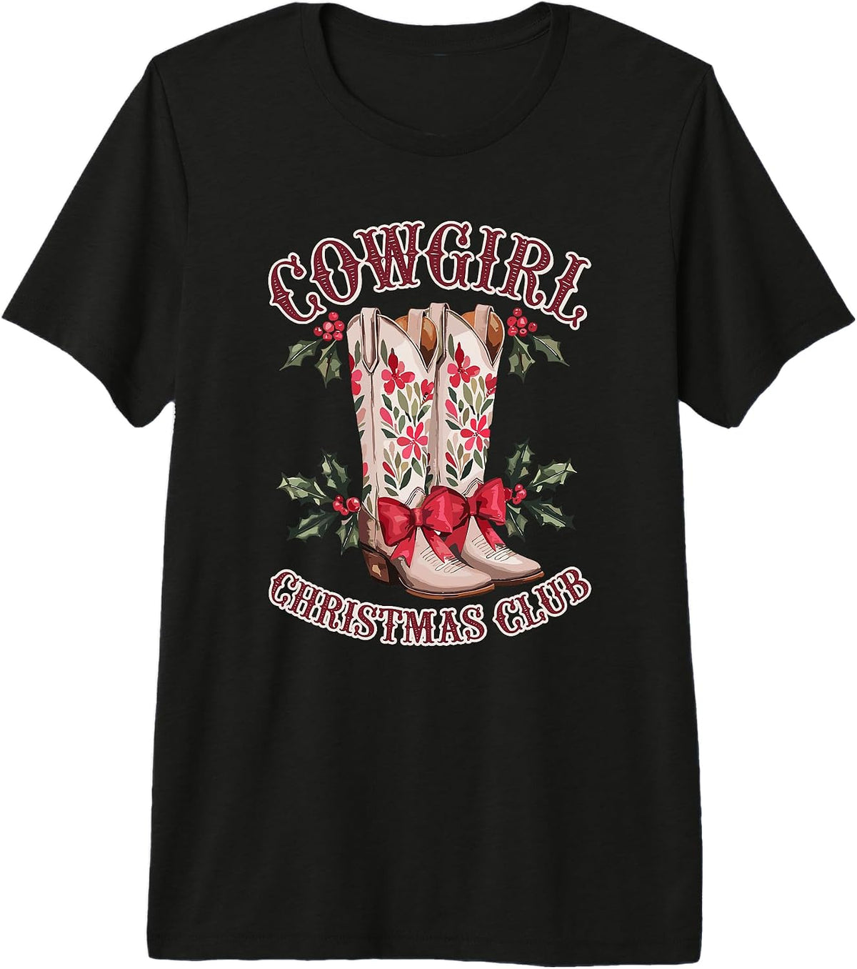 Cowgirl Christmas Cowgirl Boots Western Howdy Xmas Premium Tri-blend T-Shirt