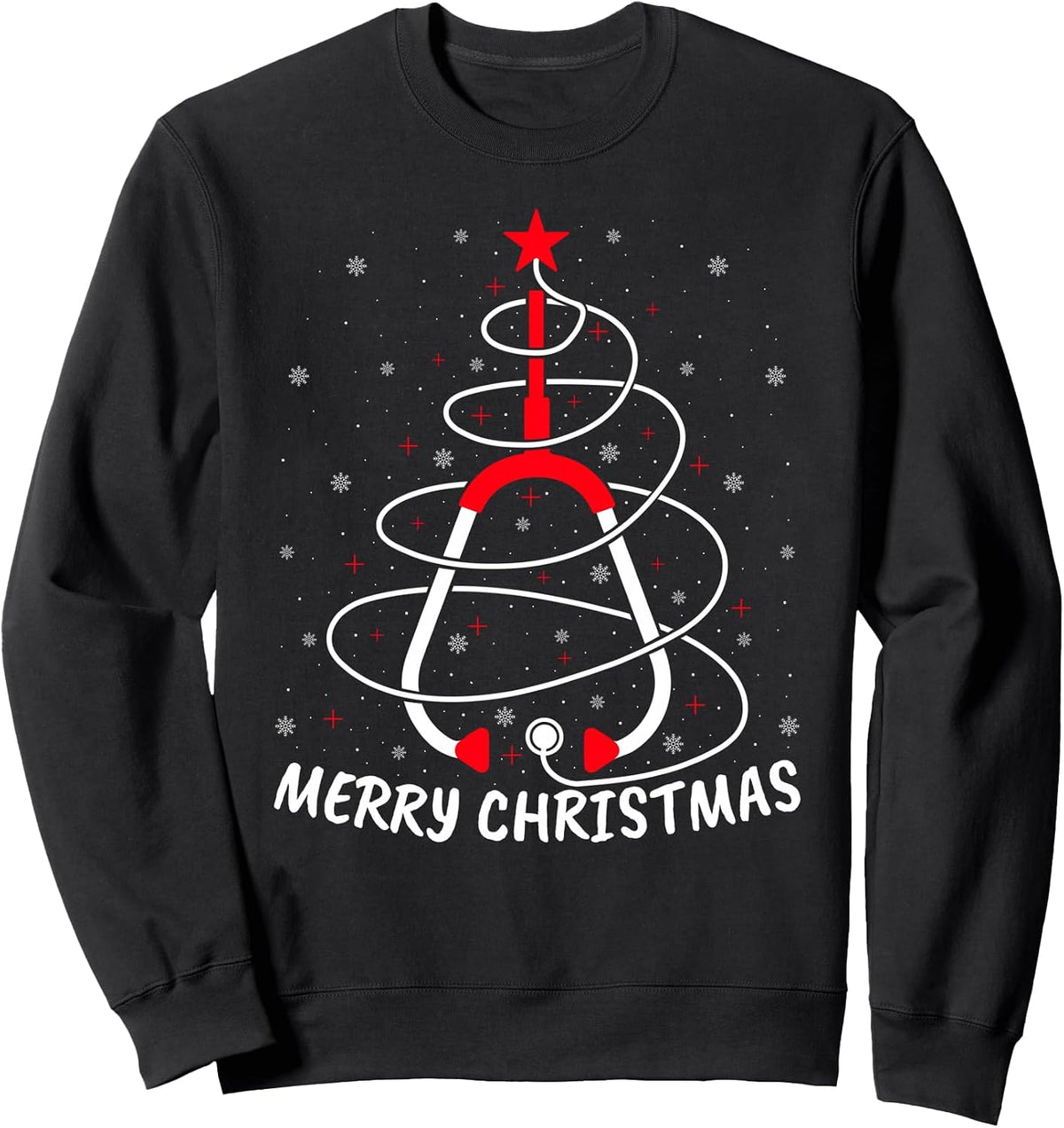 Nurse Stethoscope Christmas Tree Lights Funny Nurse Xmas Sweatshirt