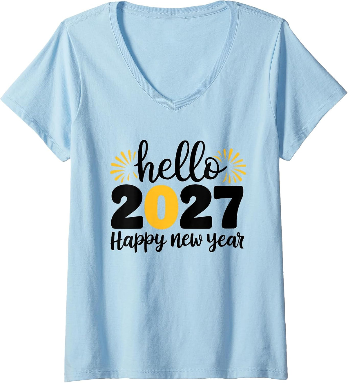 Women's Hello 2027 Happy New Year 2027 New Year's Eve Party V-Neck T-Shirt