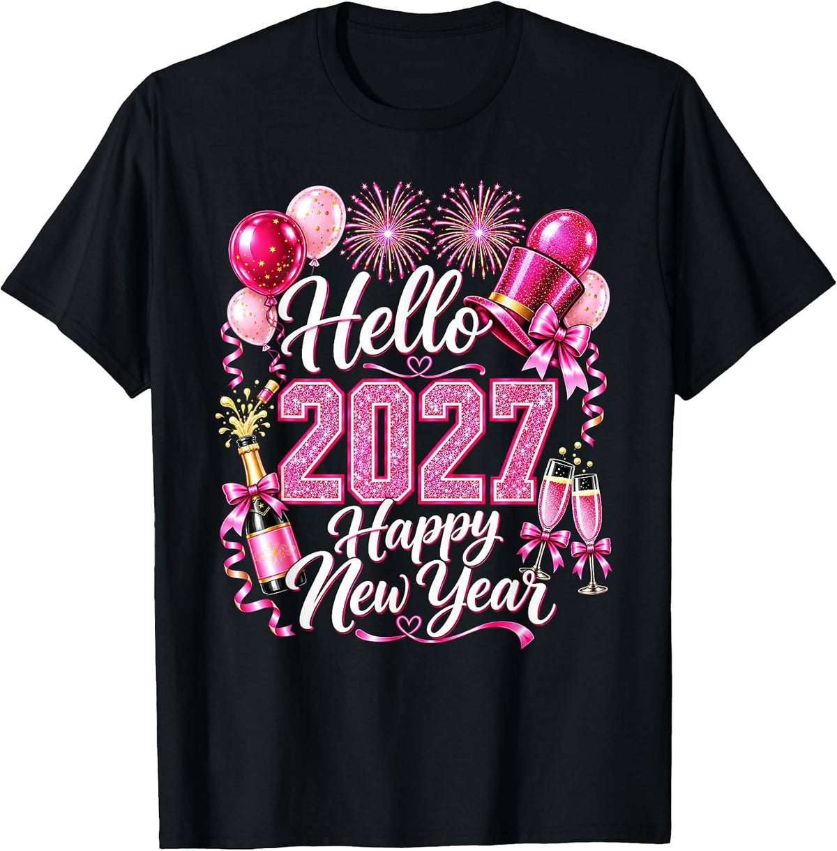 Hello 2027 Happy New Year Shirt New Years Eve 2027 Matching T-Shirt
