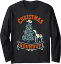 Christmas Roundup Country Western Cowgirl Horse Long Sleeve T-Shirt