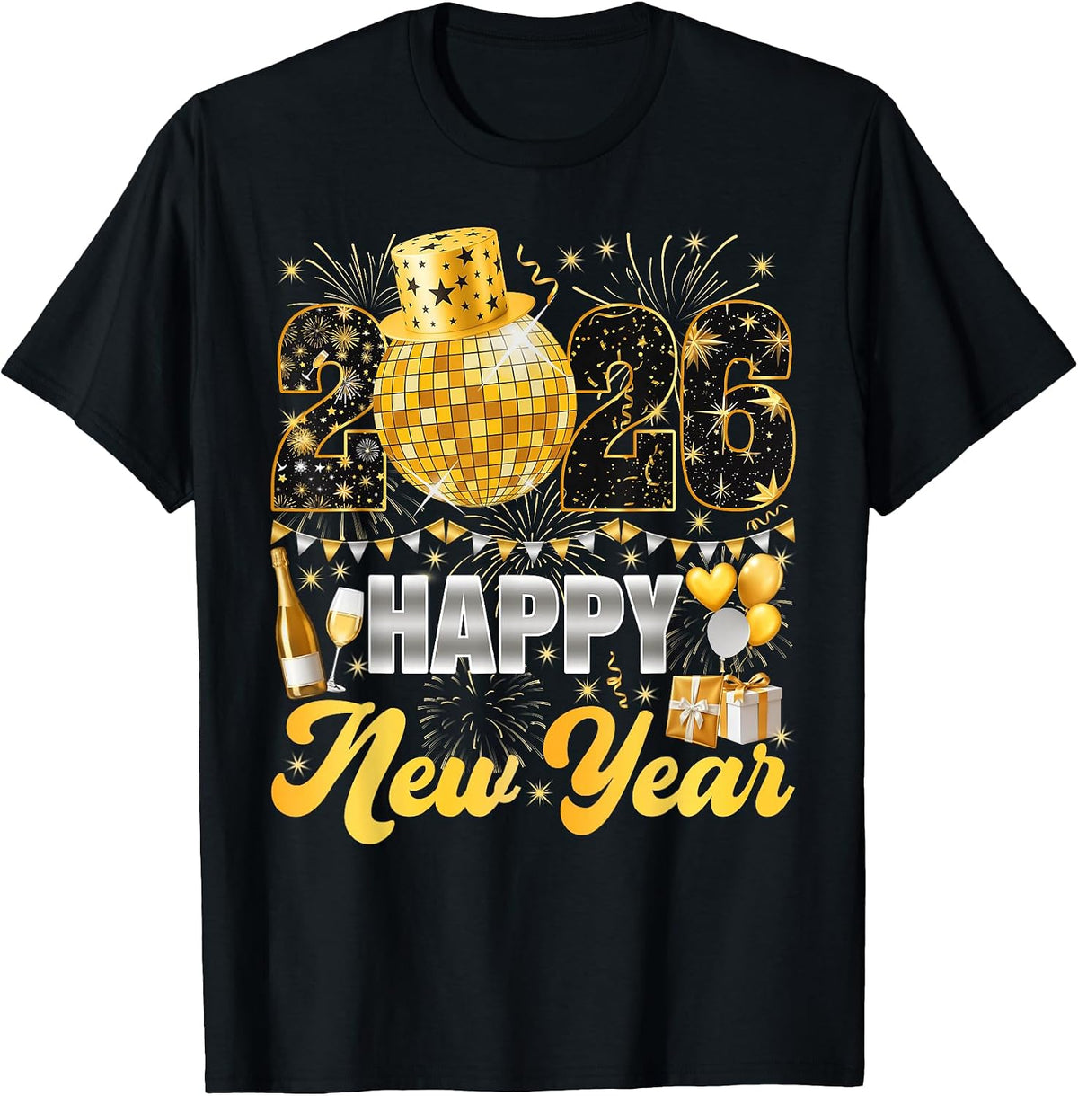 Happy New Year Party 2026 Balloon Family Matching Men Women T-Shirt