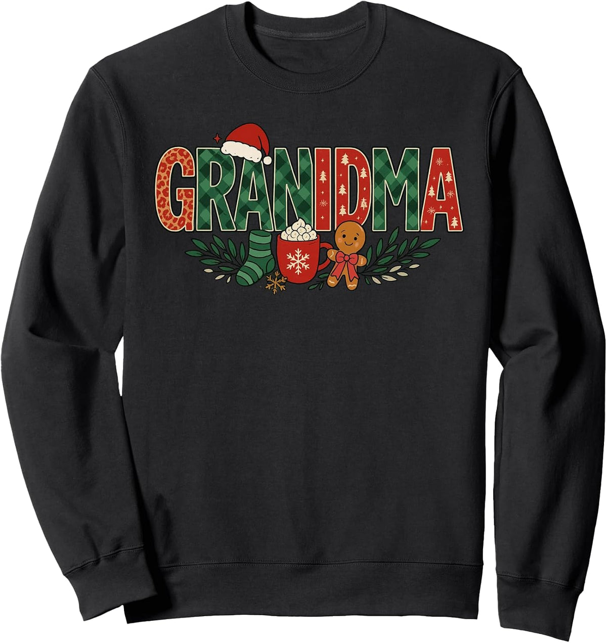 Grandma Christmas Hot Cocoa Gingerbread Holiday Sweatshirt