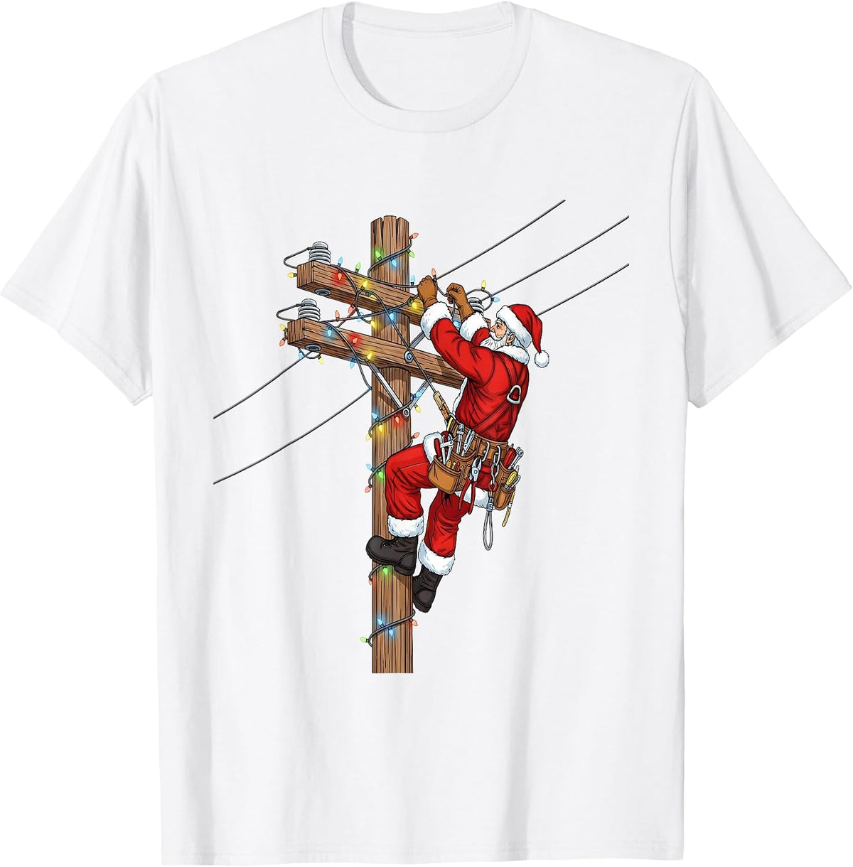 Funny Santa Lineman Christmas T-Shirt