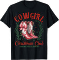 Howdy Christmas Boots Cowgirl Coquette Pink Bow Western Xmas T-Shirt