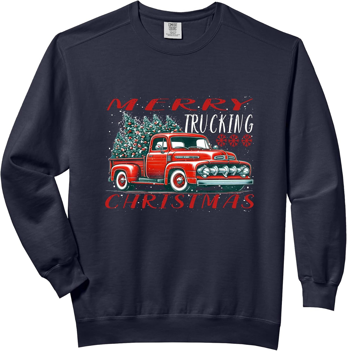 Red Retro Truck with Christmas tree Comfort Colors Adult Sweatshirt