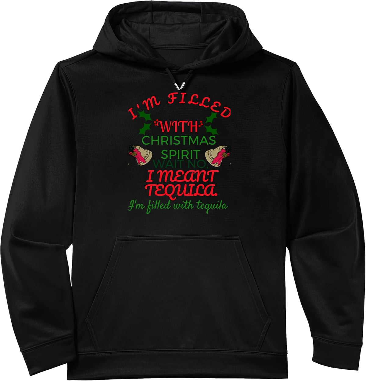 Funny Tequila Christmas Spirit - Drinking Xmas Merch Performance Hoodie