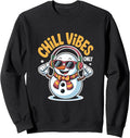 Chill Vibes Only Snowman Christmas Winter Music Sweatshirt