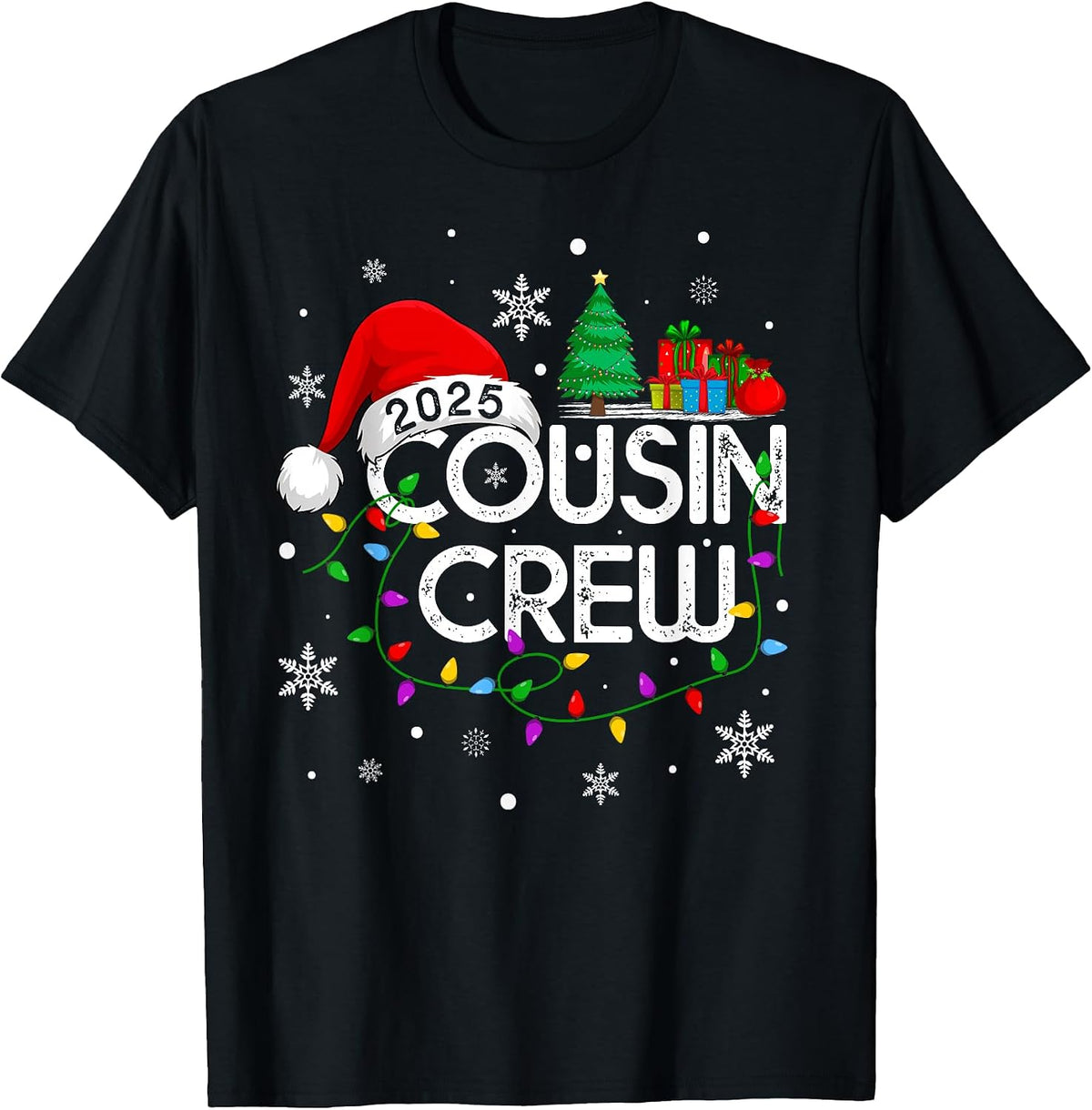 Cousin Crew 2025 Christmas Family Men Women Kids Xmas Lights T-Shirt